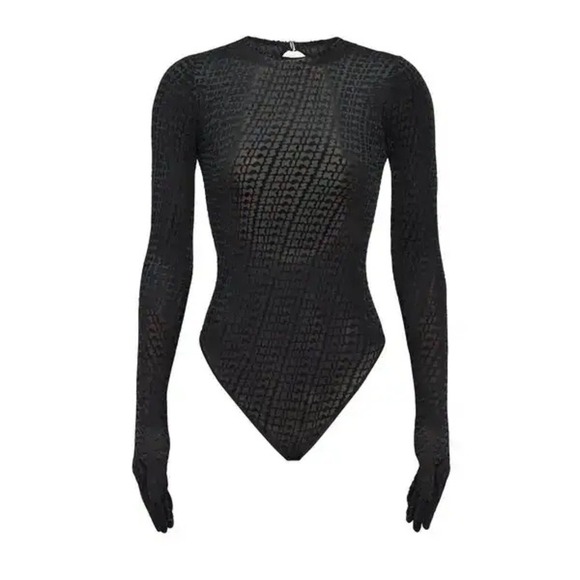 Skims Velvet Glove Bodysuit Soot Black Medium